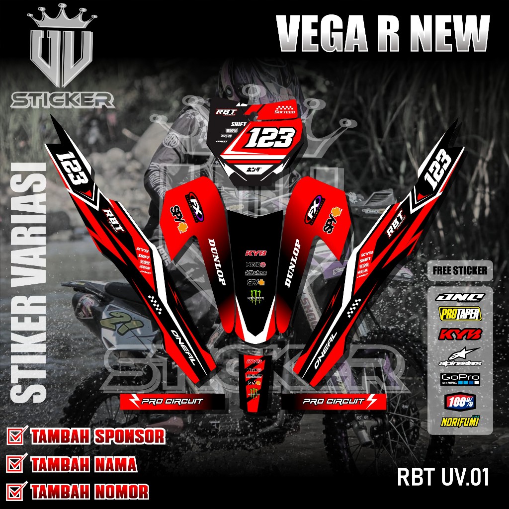 最新貼紙條紋 RBT Vega R 新半全貼紙定制越野摩托車 YZ CRF KLX KX KTM RBT GTX 新 B | 蝦皮購物