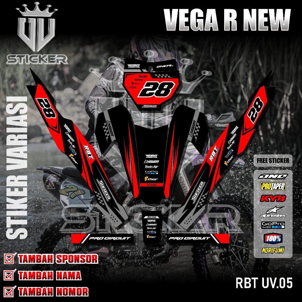 最新貼紙條紋 RBT Vega R 新半全定制貼紙越野摩托車 YZ CRF KLX KX KTM RBT GTX 新 B | 蝦皮購物
