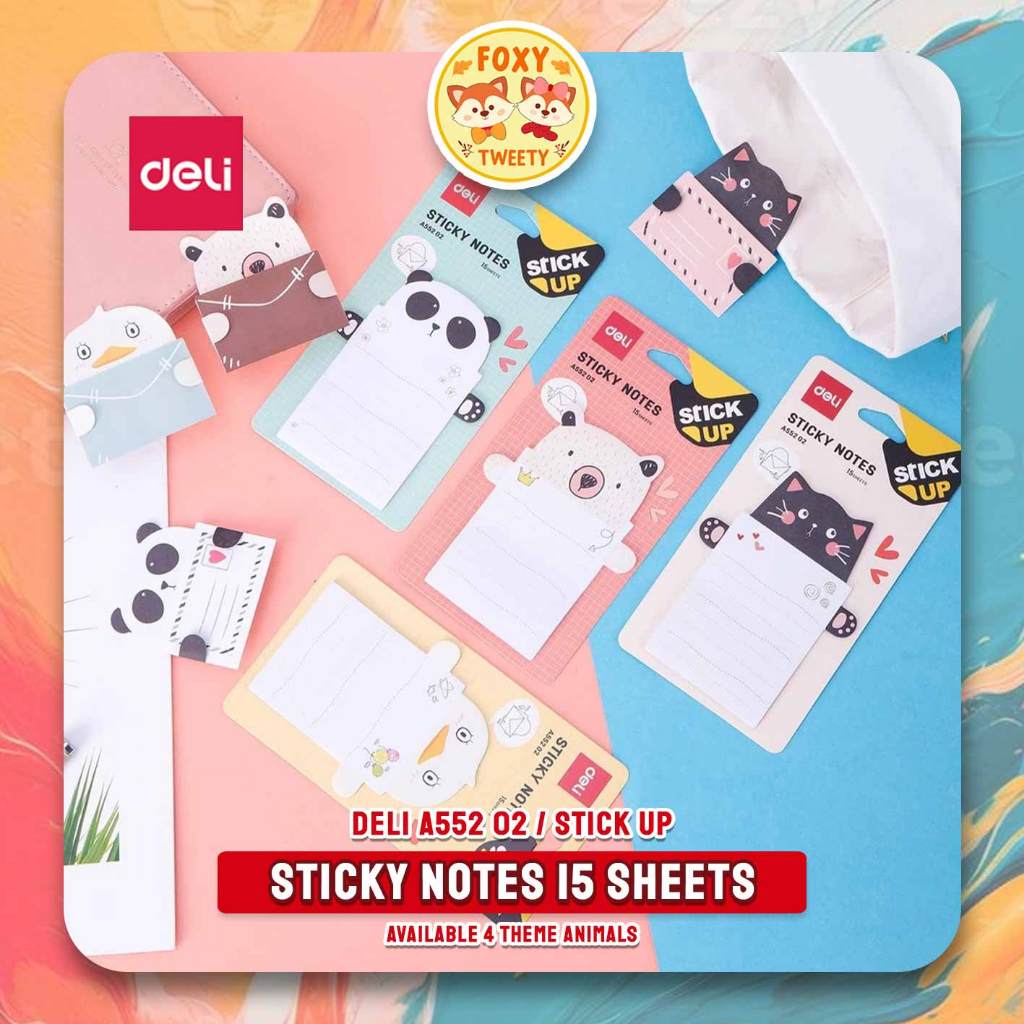 Deli STICKY NOTES A552 Fancy STICKY Memos 包含 15 張 EA55202 貼上 | 蝦皮購物