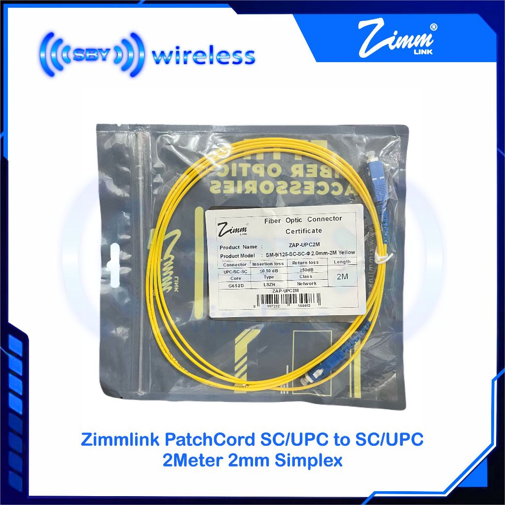 ZIMMLINK 跳線 2 米 SC/UPC 到 SC/UPC 單工 2.0mm 跳線 2M ZAP-UPC2M 2Me | 蝦皮購物