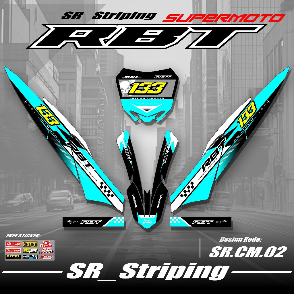 RBT/GTX SUPRA X 125 條紋貼紙適用於最新 SUPERMOTO 改裝 RBT 摩托車 SR.02 | 蝦皮購物