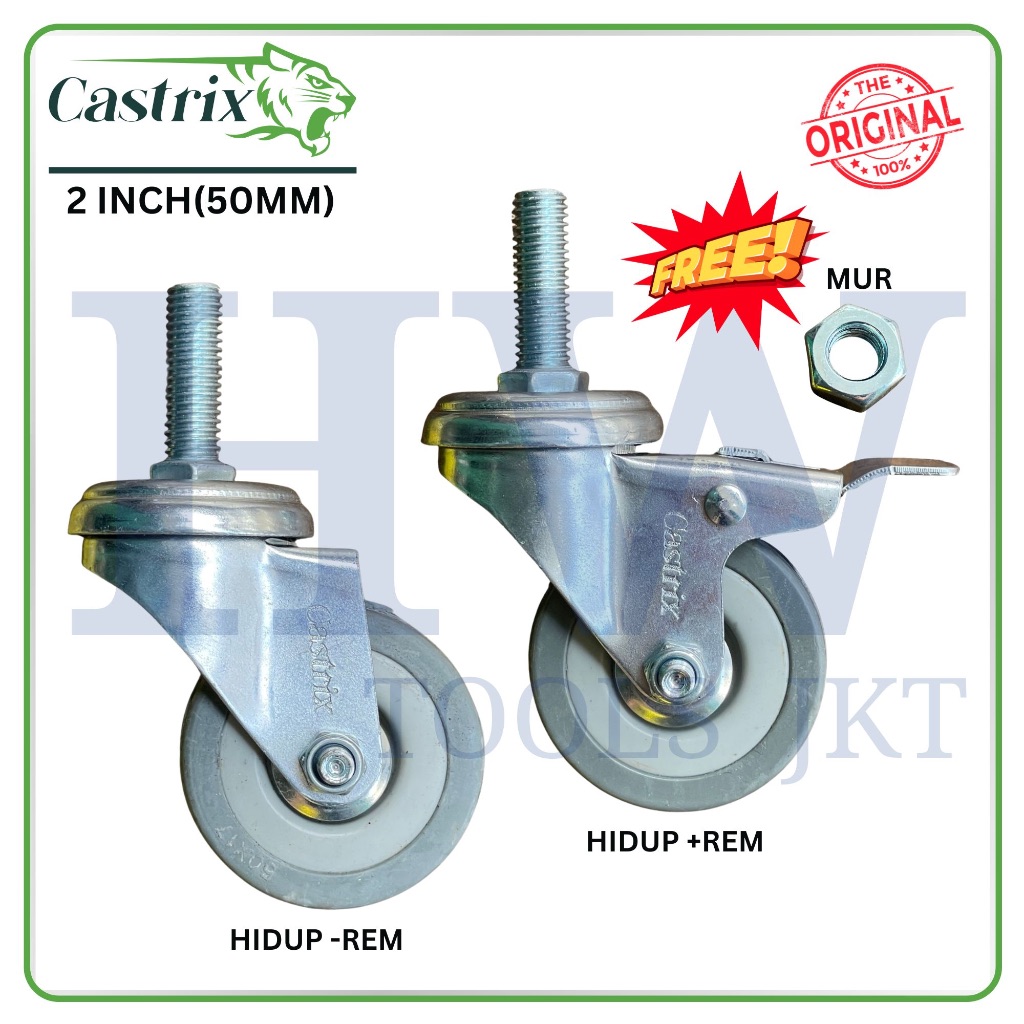 Castrix 灰色橡膠桌輪手推車展示櫃架套裝 2 軸螺栓螺紋活胎面剎車灰色橡膠腳輪 2 英寸螺紋桿旋轉剎車手推車 M1 | 蝦皮購物