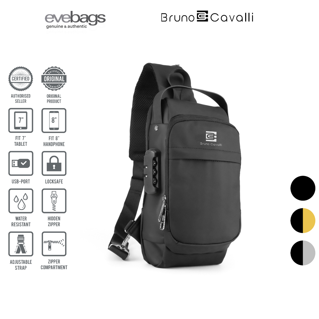 Bruno CAVALLI 中性斜挎胸包帶組合安全鎖防水登山包 BN02-BN45001 | 蝦皮購物