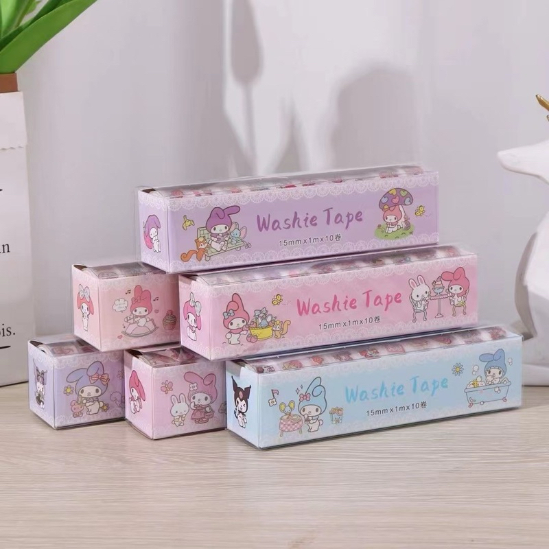 Sanrio Small Mochi Washi Handbook Tape T Box 三麗鷗手帳膠帶小麻薯和紙 蝦皮購物