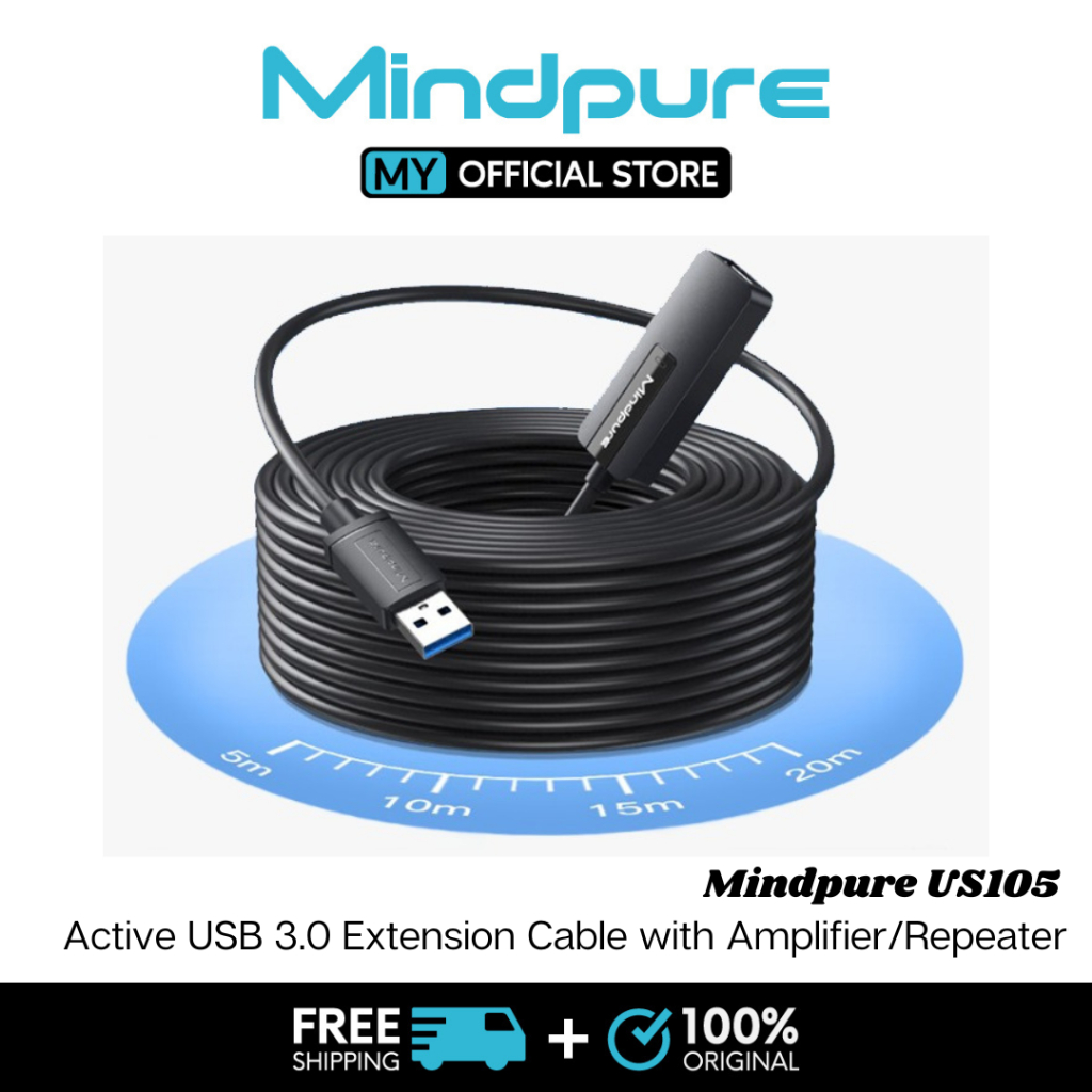 Mindpure Active USB 3.0 延長線,帶放大器/中繼器-公對母 USB 線,USB 3.0 延長線 | 蝦皮購物