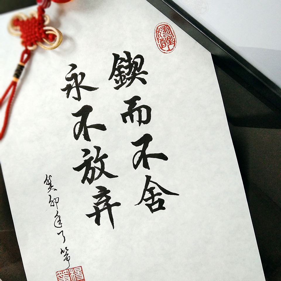 《鍥而不捨永不放棄》書法 裝飾 藝術擺飾 掛畫 手寫真跡【了箏文創】Handwritten Calligraphy Ar | 蝦皮購物