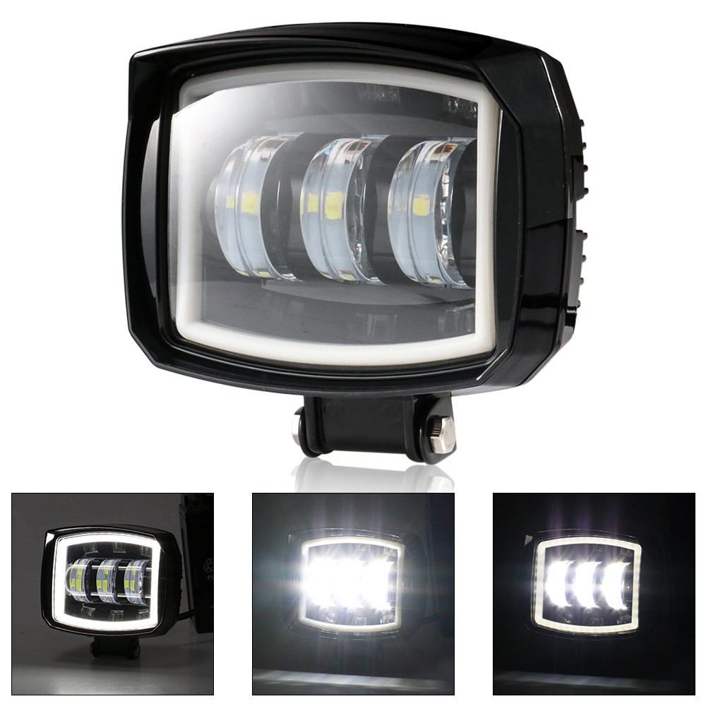 通用 機車 LED 霧燈 前大燈 日行燈 帶光圈 天使眼 方型 圓型 白光 防水 LED霧燈 探照燈 照輪燈 照地燈# | 蝦皮購物