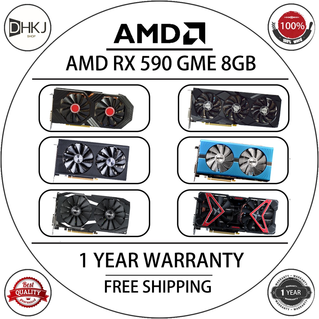 Amd Radeon RX 590 GME 8GB 顯卡 2304sp GDDR5 256bit 遊戲顯卡 Direct | 蝦皮購物
