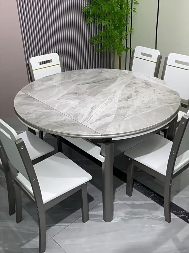【廠家直銷】巖板餐桌 實木小戶型 家用方圓 吃飯桌子 家用餐桌 伸縮摺疊桌子 可折疊餐桌 餐桌椅 現代極簡風