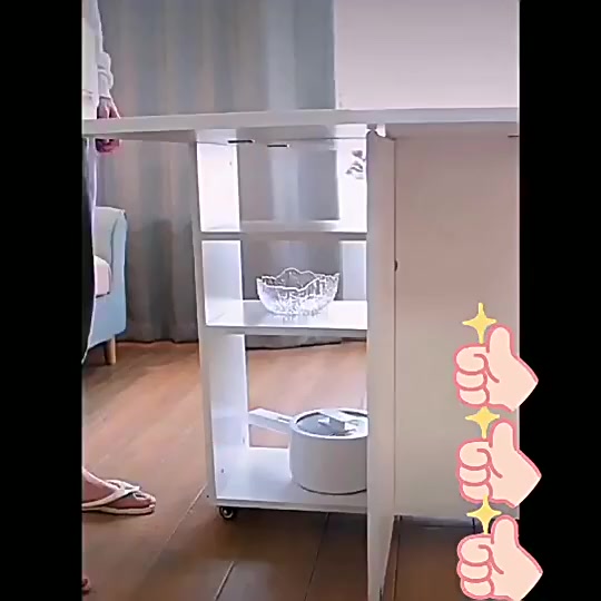【廠家直銷】餐桌吃飯桌子 摺疊家用小戶型多功能長方形簡約易伸縮可移動圓桌 可移動折疊餐桌櫃子 一體家用多功能飯桌