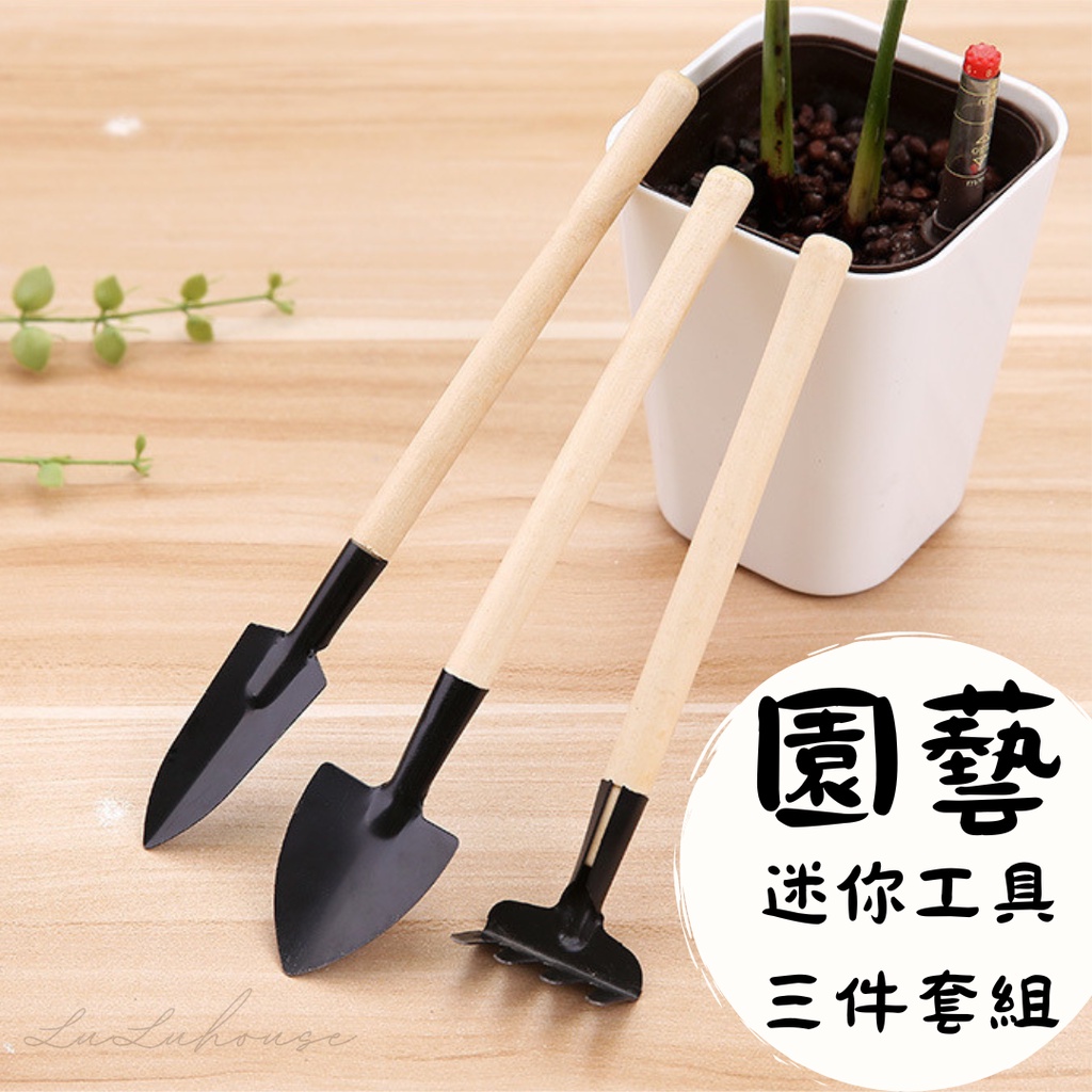 台灣現貨 園藝工具組 三件套 鐵鏟 鐵鍬 鐵耙 鬆土多 植物鏟 園藝DIY 栽種 園藝器具 種花神器 迷你園藝工具組 | 蝦皮購物