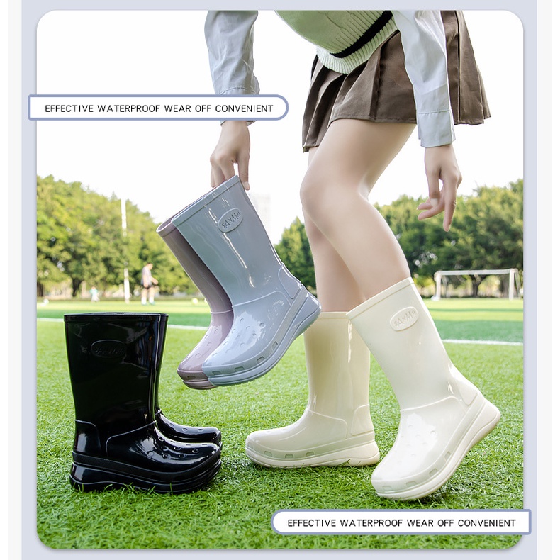 現貨時尚雨鞋女中高筒雨靴女版防水外貿日系水鞋pvc外穿膠鞋套鞋水靴廚房廚師鞋 | 蝦皮購物