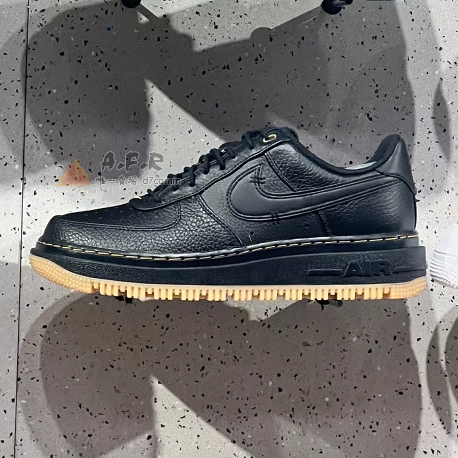 NIKE AIR FORCE 1 LUXE AF1 黑色黑棕生膠底鋸齒厚底增高鞋休閒鞋DB4109