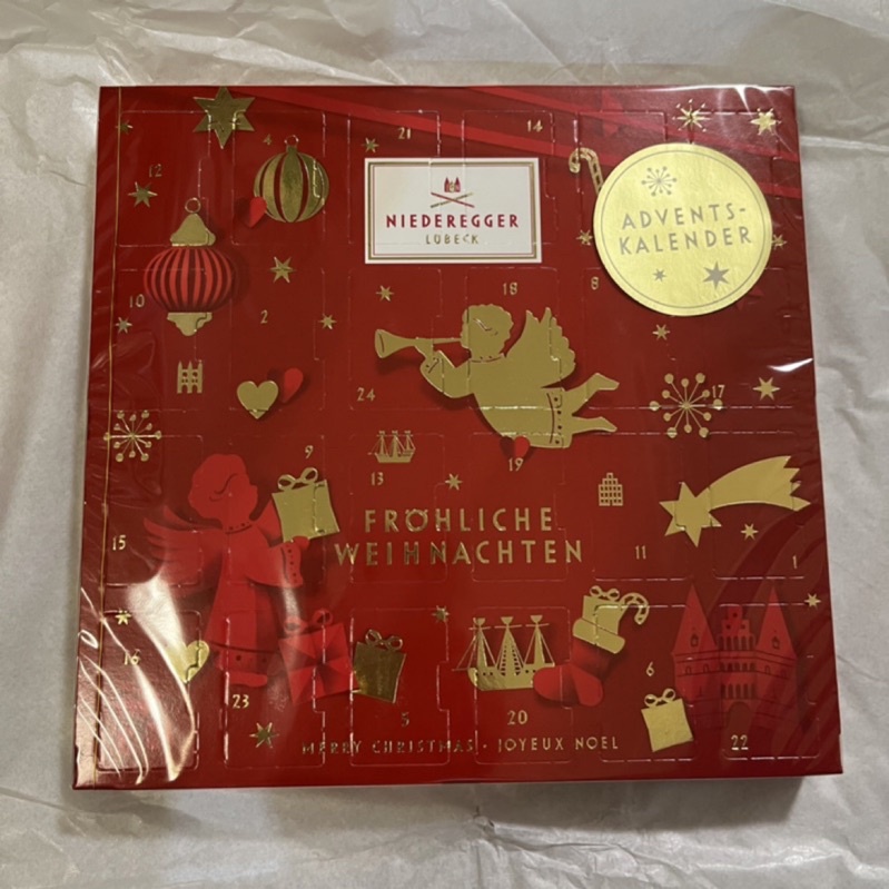 德國NIEDEREGGER 杏仁糖黑巧克力聖誕倒數月曆 降臨曆Marzipan advent calendar 蝦皮購物