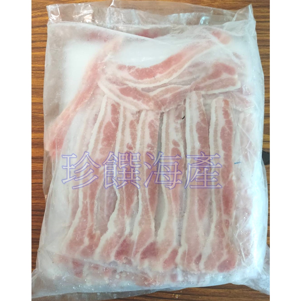 【珍饌海產】豬五花肉片 豬五花培根片 豬五花平鋪片 1公斤裝 可刷卡💳 💰 | 蝦皮購物