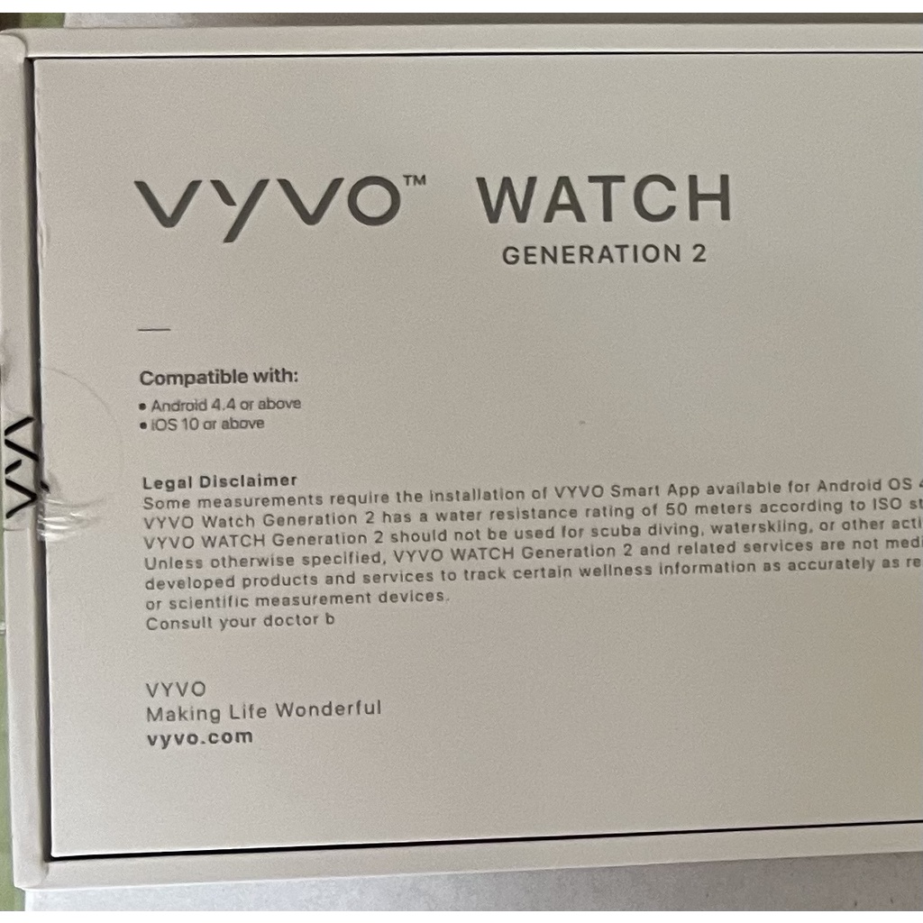 喬迷小舖」Vyvo智能手錶第二代smart watch智慧手錶(全新/中古)有健康