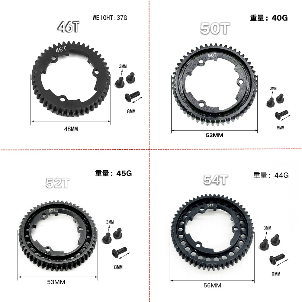 Ingranaggio Sperone Principale In Acciaio 46T/50T/54T Modulo 1 Per Traxxas X-MAXX MAXX REVO XO-1