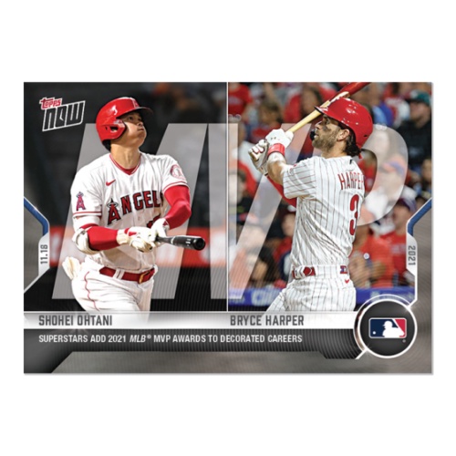 大谷翔平球員卡2021 Topps NOW Card OS-42 與Harper一同奪下聯盟年度