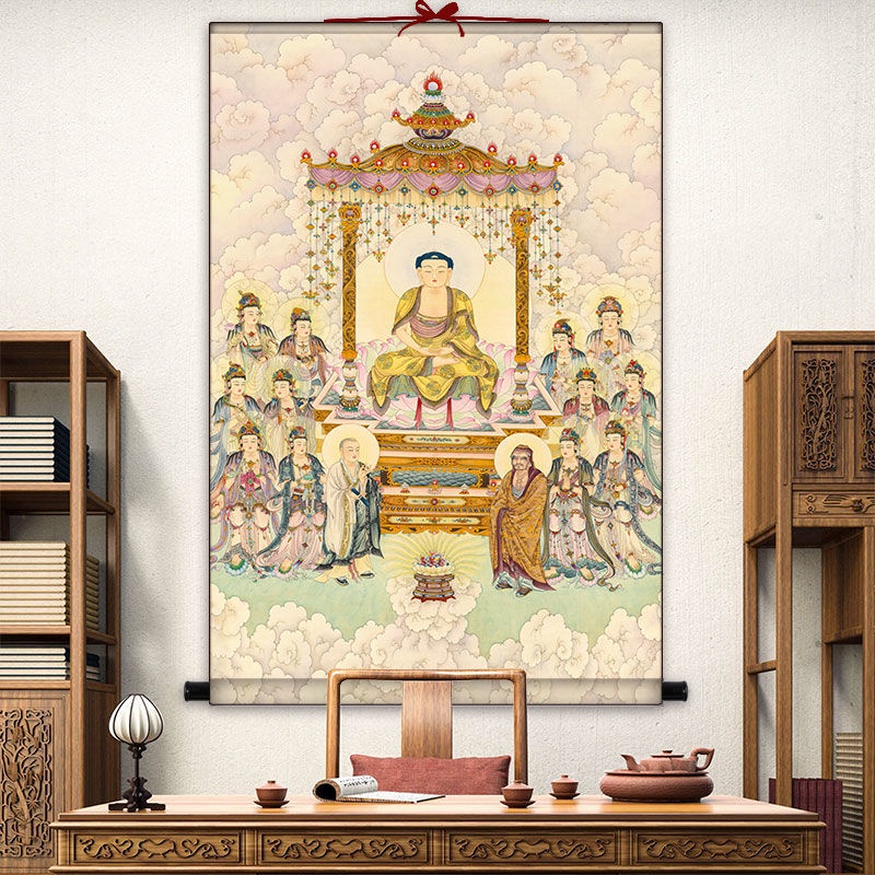 念慈閣宗教南無本師釋迦牟尼佛畫像佛祖掛畫釋迦摩尼佛絹絲卷軸畫 念慈閣宗教南無本師釋迦牟尼佛畫像佛祖掛畫釋迦摩尼佛絹絲卷軸畫