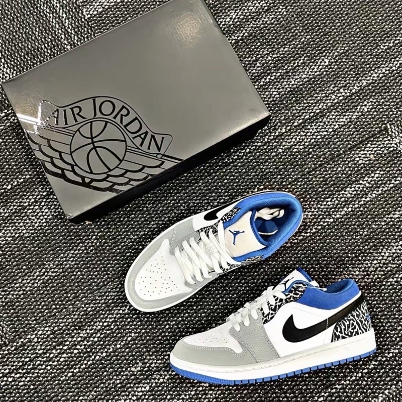 【Leein】Air Jordan 1 Low SE True Blue 灰藍爆裂紋 男款 AJ1 DM1199-140 | 蝦皮購物