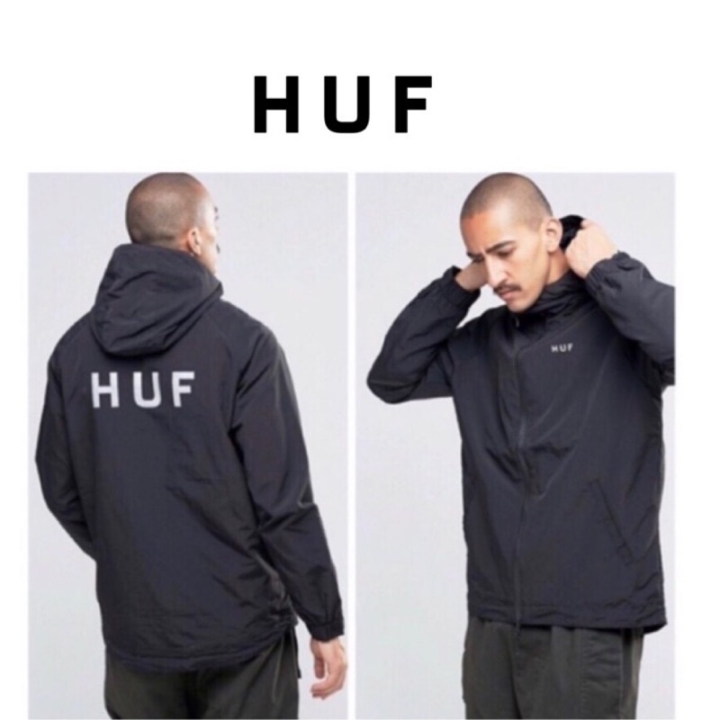 🇺🇸絕版正品HUF Standard Shell Jacket 防風外套美國潮流黑色夾克教練