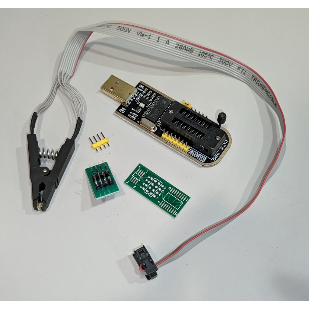 CH341 CH341A 編程器 24 25系列 EEPROM Flash BIOS USB 燒錄器 測試夾 | 蝦皮購物