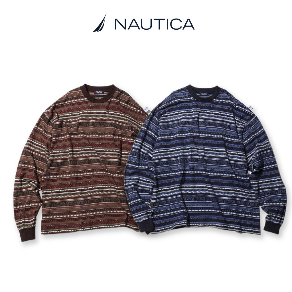 ☛ 𝐏𝐈𝐍𝐆𝐈𝐍𝐉𝐏 | NAUTICA Jacquard L/S Tee 提花棉質長袖 Tee