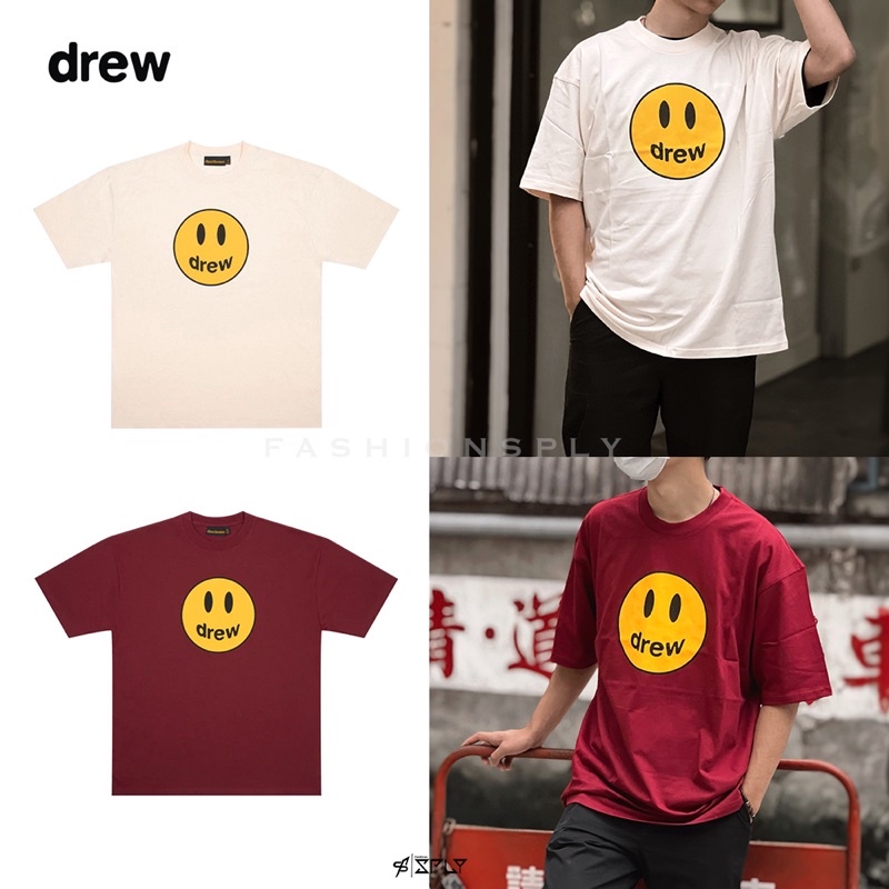 【Fashion SPLY】Drew House FW22 Mascot SS Tee 奶油白/酒紅 笑臉Logo 短袖