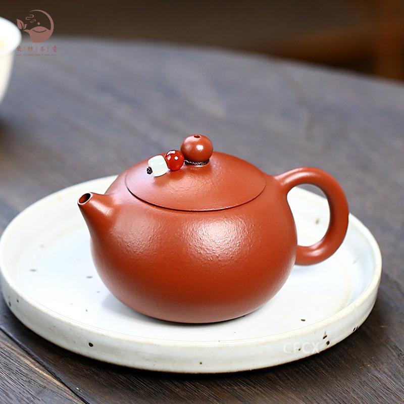 朱泥桃型茶心壷　朱泥急須　煎茶 朱泥桃型茶心壷 朱泥急須 煎茶
