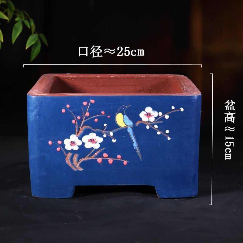 綸綸手工精品紫砂盆（速出貨）紫砂盆四方盆圓型盆紫砂粉漿直口馬陶瓷花
