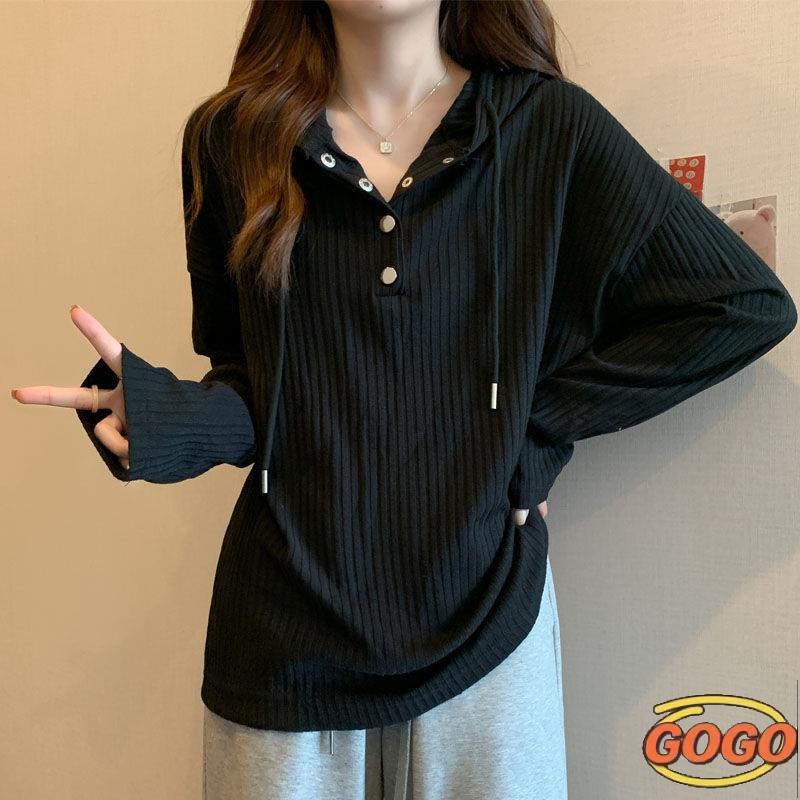 大尺碼帽T 大碼胖MM坑條連帽T恤女秋季設計感寬松長袖打底衫顯瘦遮肉上衣女 | 蝦皮購物
