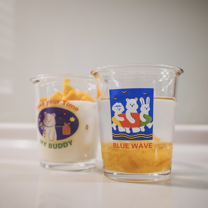 ALLRUS ｜現貨｜翻口玻璃牛奶杯｜可愛熊仔翻口杯｜咖啡杯｜早餐杯 | 蝦皮購物