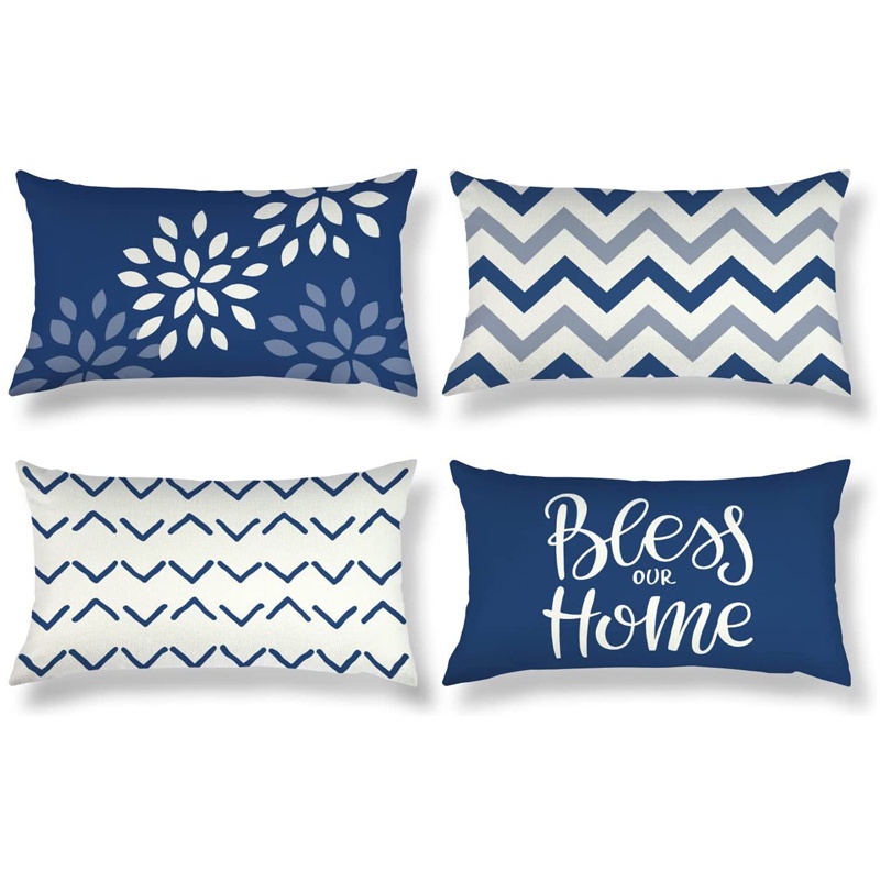 台灣製造出貨 雙面枕頭套30x50 40x60 50x70 60x80 藍色幾何抱枕套 Bless Home 抱枕套 | 蝦皮購物