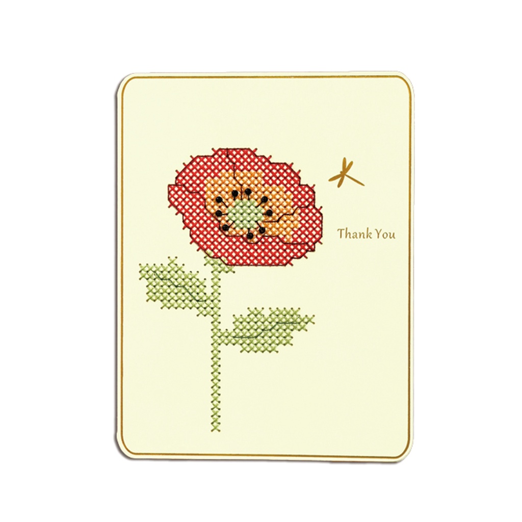 【繡XiuCrafts】罌粟花感謝卡片 十字繡 DIY 材料包｜刺繡 繡花 花卉卡 祝福卡 | 蝦皮購物
