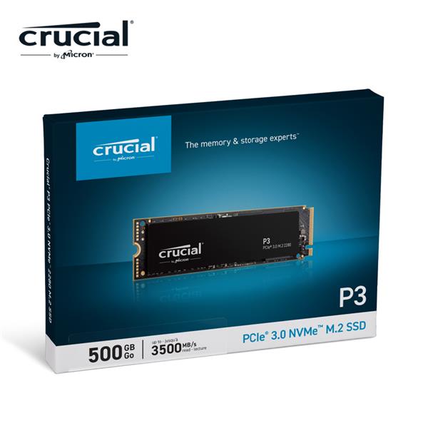 新品上市】美光Micron Crucial P3 500GB PCIe M.2 Gen3 SSD固態硬碟