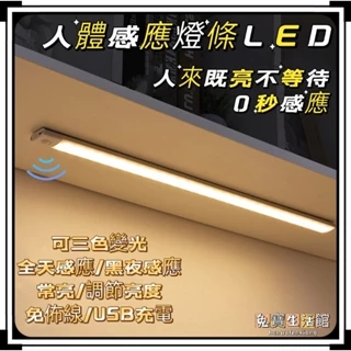 ⭐台灣現貨⭐人體感應條燈LED 智能調燈LED 三色變光LED 可調光燈條 衣櫃燈 廚房燈 電視燈 USB充電