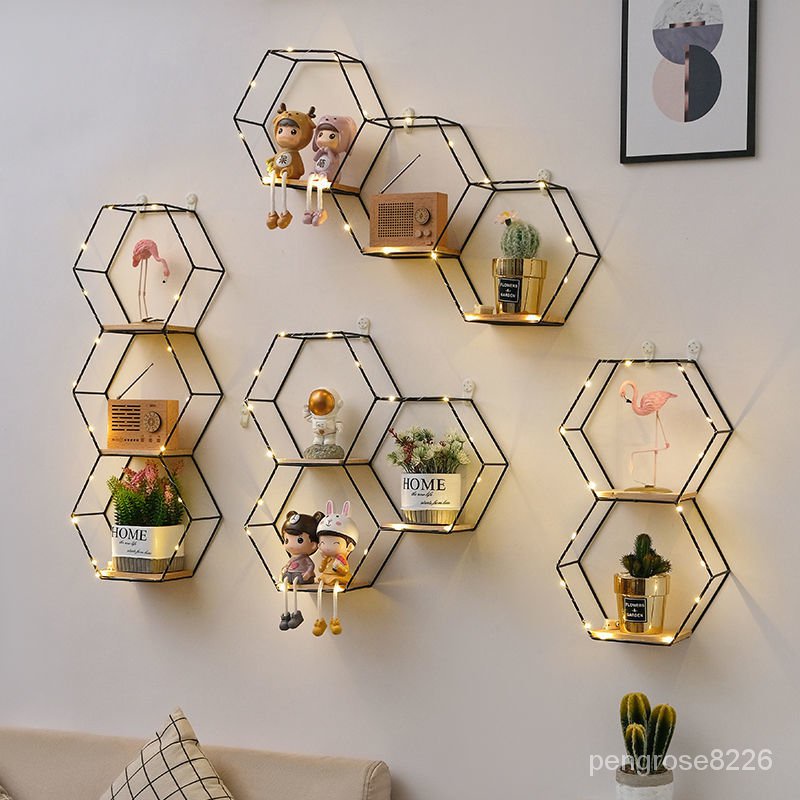 【優選精品】免打孔墻上置物架簡約創意北歐客廳墻麵裝飾品臥室餐廳房間收納架ins日韓風 2BNU | 蝦皮購物