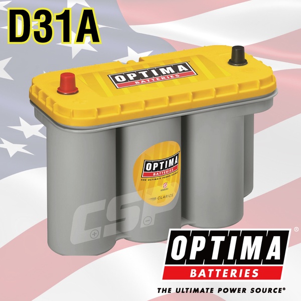 美國 Optima 歐帝瑪 黃色 D31A 捲繞式 AGM 超級電池 汽車電瓶 深循環電池 怠速熄火電瓶 | 蝦皮購物
