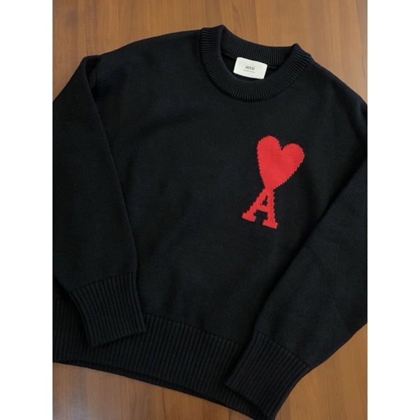 Limit精品✔️Ami 愛心logo設計黑色男女都能穿針織毛衣| 蝦皮購物