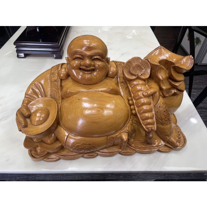 印度老山檀香黑肉清刀雕刻彌勒佛笑佛木雕供奉佛像客廳擺件工藝品