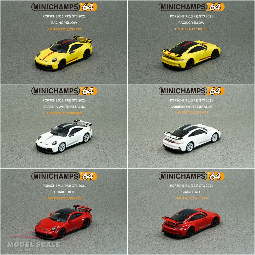 模例】Minichamps 1/64 Porsche 911 (992) GT3 2021 黃、白、紅| 蝦皮購物