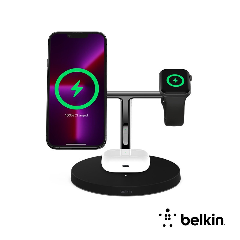 Belkin MagSafe 3合1無線充電器強化版WIZ017dqWH / WIZ017dqBK | 蝦皮購物