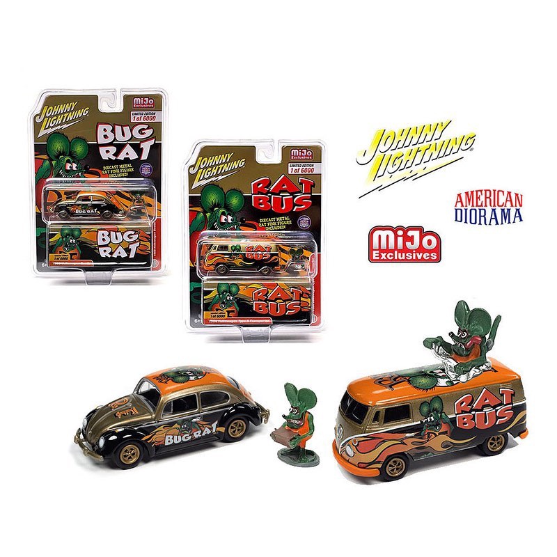 小賈車庫)1/64 JOHNNY LIGHTNING 強尼1964 RAT FINK A)金龜B)T2 芬克鼠