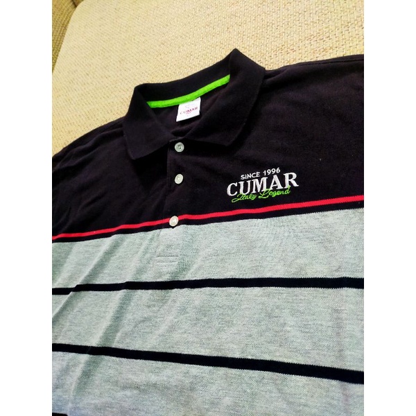 Cumar 灰色黑色條紋短袖拼接Polo衫 | 蝦皮購物