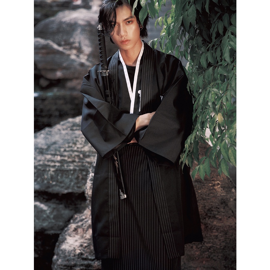 日本 和服男 正裝 日式 傳統 武士服 cos 服 料理 工作服 舞臺 演出服 黑色 日本和服 武士工作服 | 蝦皮購物