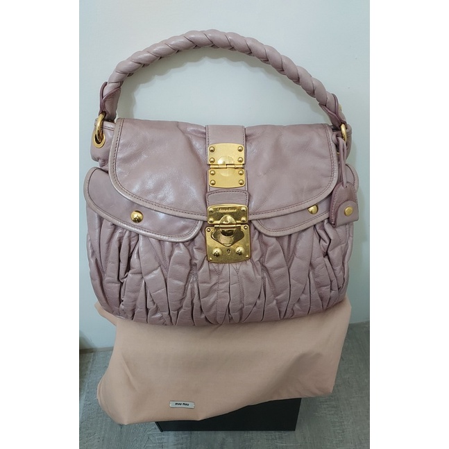 Miu coffer matelassé nappa leather handbag hot sale