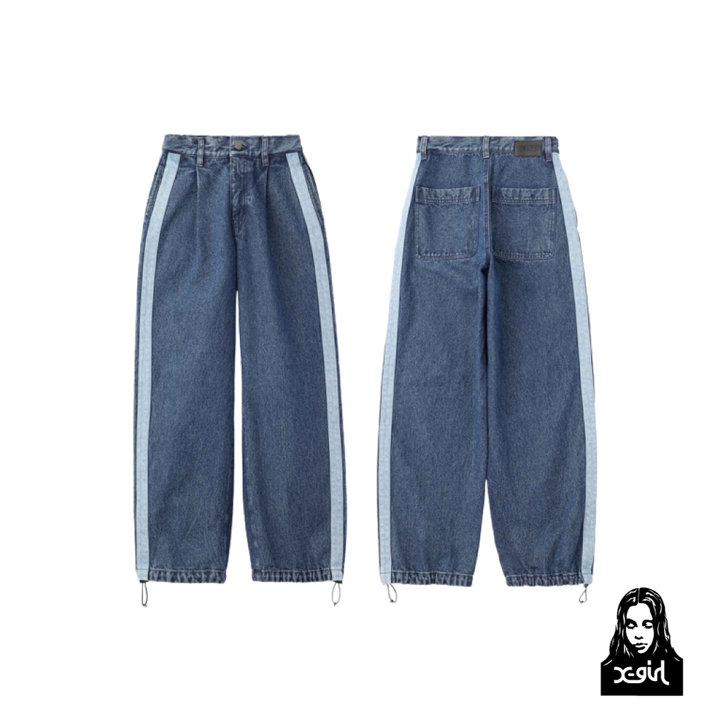 x-girl DENIM CONTRAST LINE PANTS 牛仔長褲105224031001 | 蝦皮購物