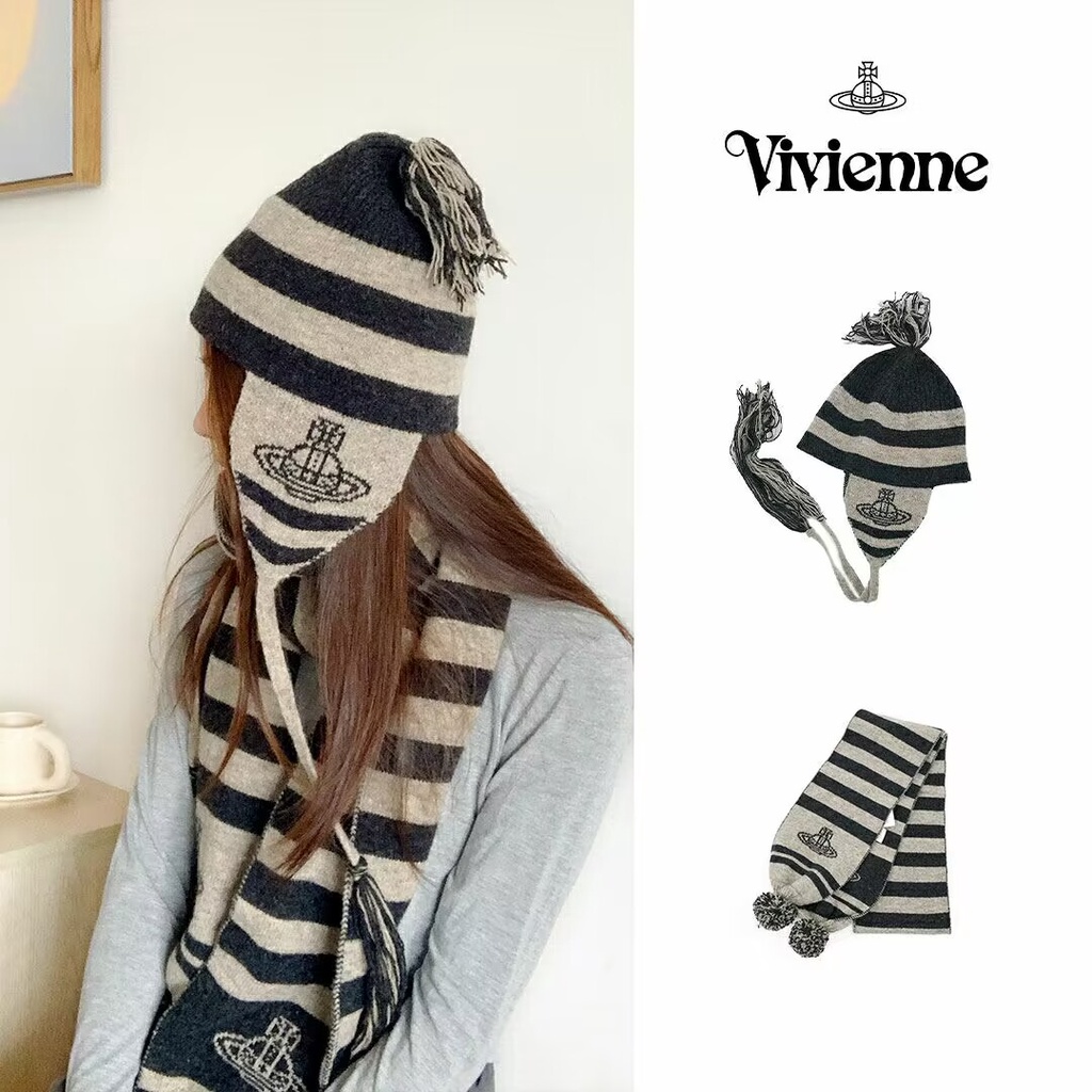 代購日本vivienne westwood 帽子 圍巾 真一漫畫西太后土星帽子 針織圍巾 流蘇顯臉小護耳針織毛線雷鋒帽