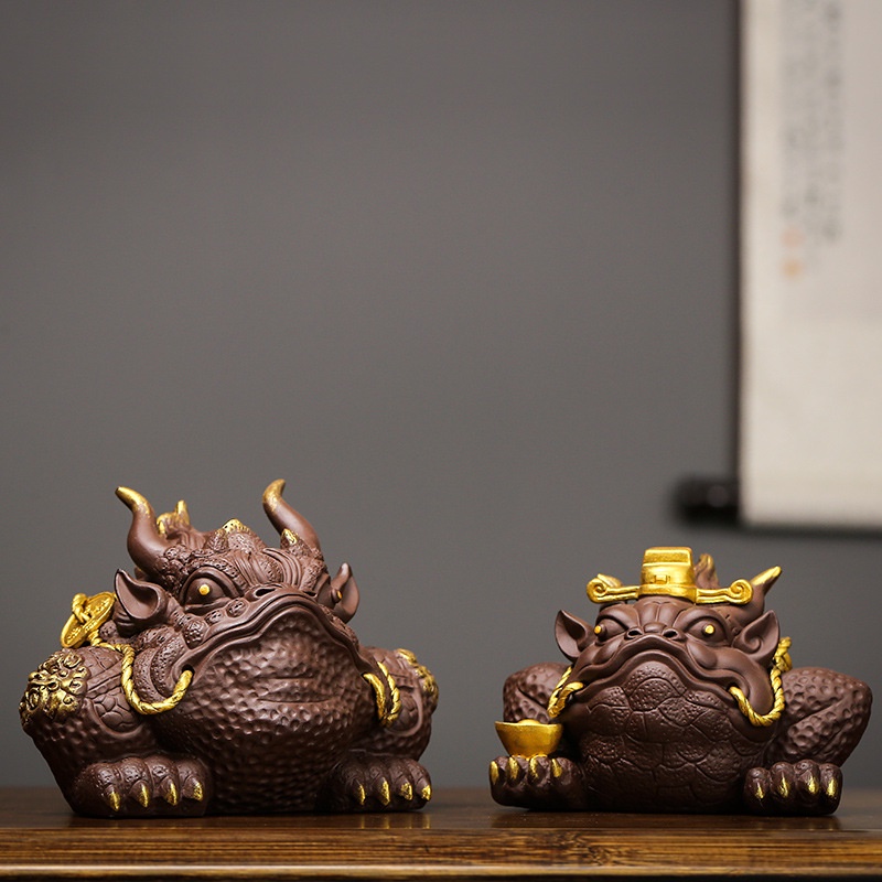 免運]茶寵紫砂茶寵蟾蜍三足金蟾茶寵風水擺件開業禮品| 蝦皮購物