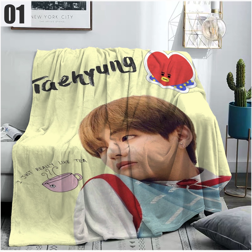 Kim_Taehyung_bts-kpops 毛毯 法蘭絨毛毯 厚磅 3D 環保印染 不褪色 卡通毯子 午睡毯 可客製尺 | 蝦皮購物